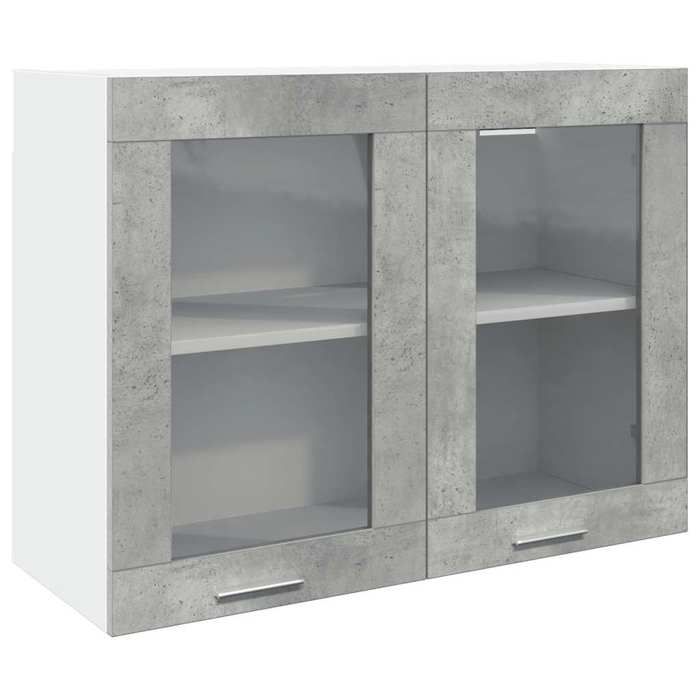 “SALE 2025”Armoire en verre suspendue - MOOD - Meuble de cuisine haut multi-rangement - Gris béton - 80x31x60 cm chill647247