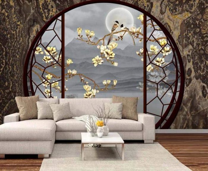 Papier Peint Panoramique Oiseaux Et Fleurs Luna Rose - Beauty Full Image 2 De Casadéco