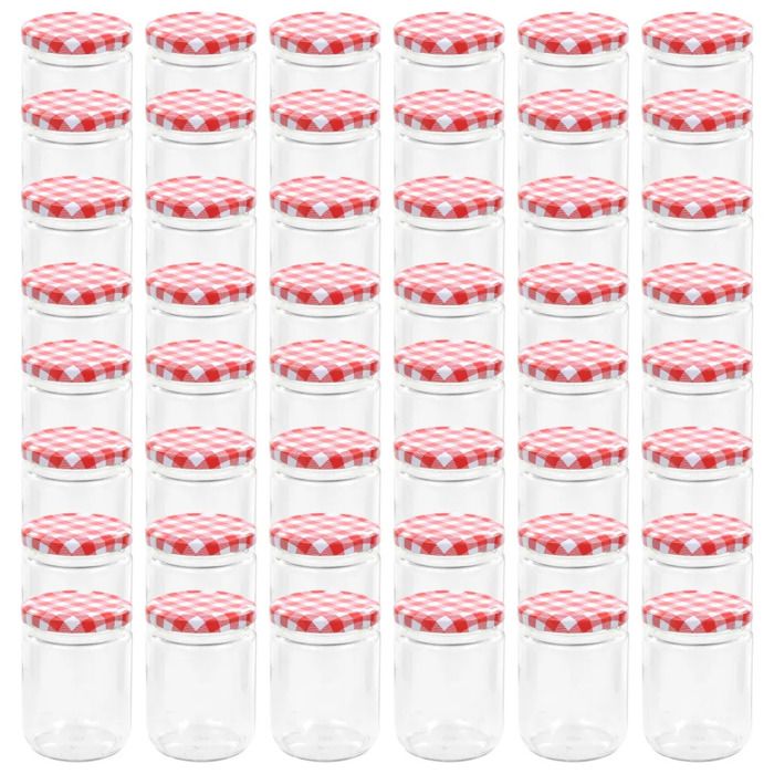 Pots à confiture - VIDAXL - Couvercle rouge et blanc - 230 ml - Verre transparent - 48 pièces