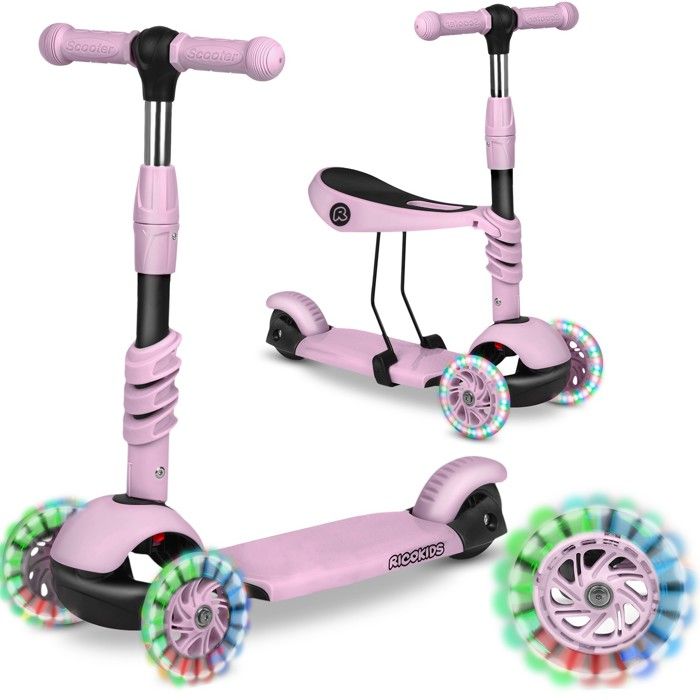 Trottinette Tricycle 3 En 1 Ricokids Pour Enfant – Avec Siège Réglable – Poids Max 30 Kg – Rose – Éveil à L'équilibre - 6
