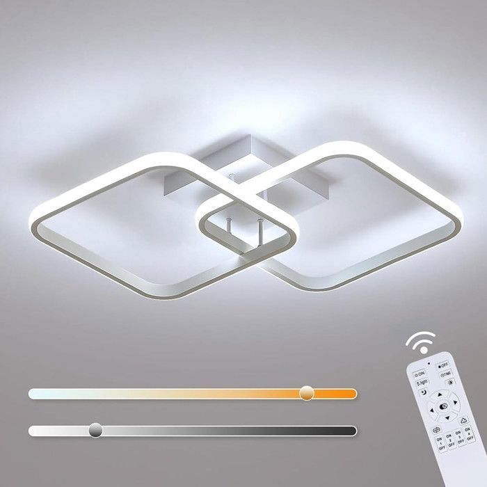 DORLINK Plafonnier LED 50W - design Carré moderne - avec Télécommande 3000K-6500K - luminaire plafond pour Salon Chambre