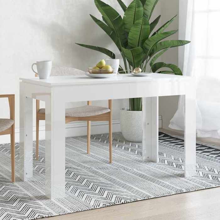 Table à manger-Table de cuisine Blanc brillant 120x60x76 cm Bois dingénierie