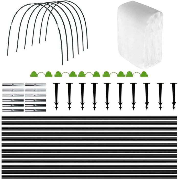 Kit 30 Tunnels De Plantation En Fibre De Verre – Arceaux Serre 38 Cm, Piquets Et Clips, Protection Anti-Insectes Et Gel Pour Légumes Et Plantes