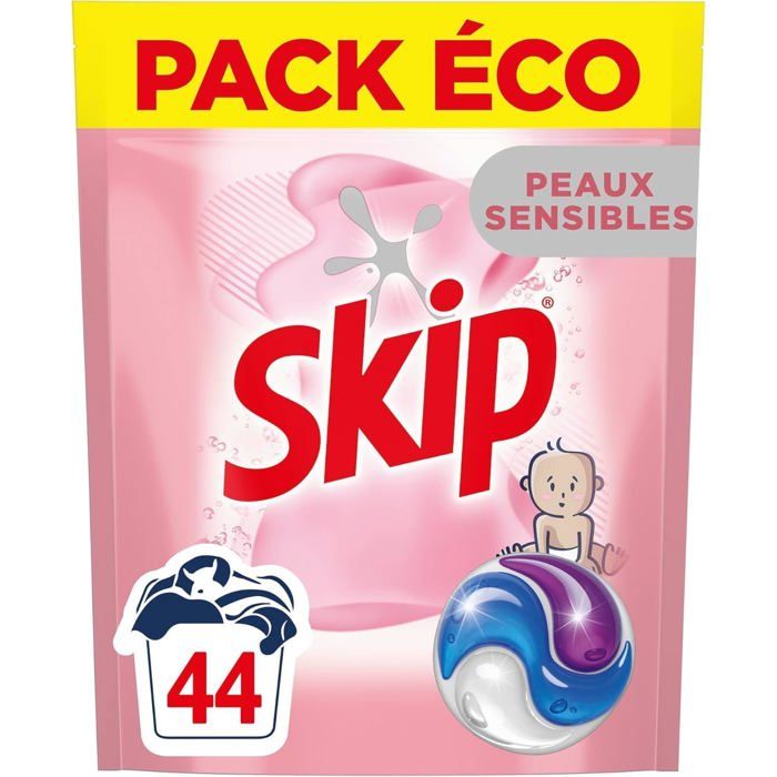 Lessive Capsules Tout en 1 Peaux Sensibles-Contre les taches tenaces ...