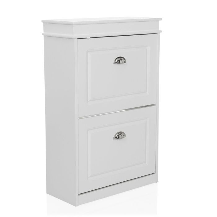 Armoire à chaussures - hjh LIVING - ESTHA 2 - Blanc - MDF laqué