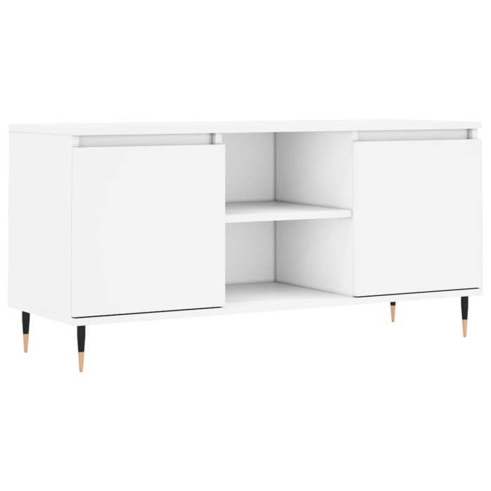 811870& Table de Télévision/multimédia - Meuble TV - blanc 104x35x50 cm - Bois - Panneaux de particules