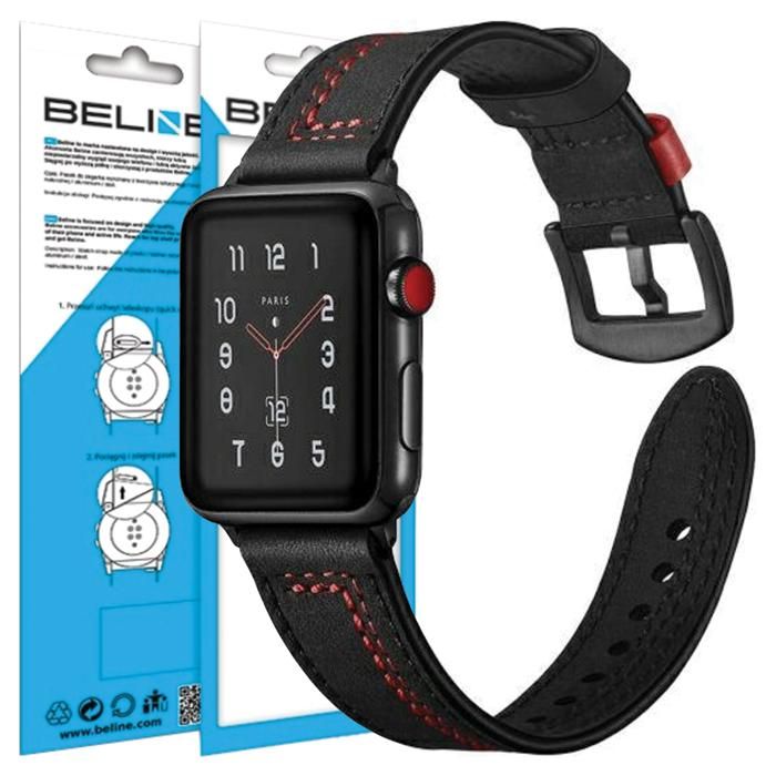 Bracelet de Montre - BELINE - 20 mm - Similicuir Noir - Décontracté - Réglable