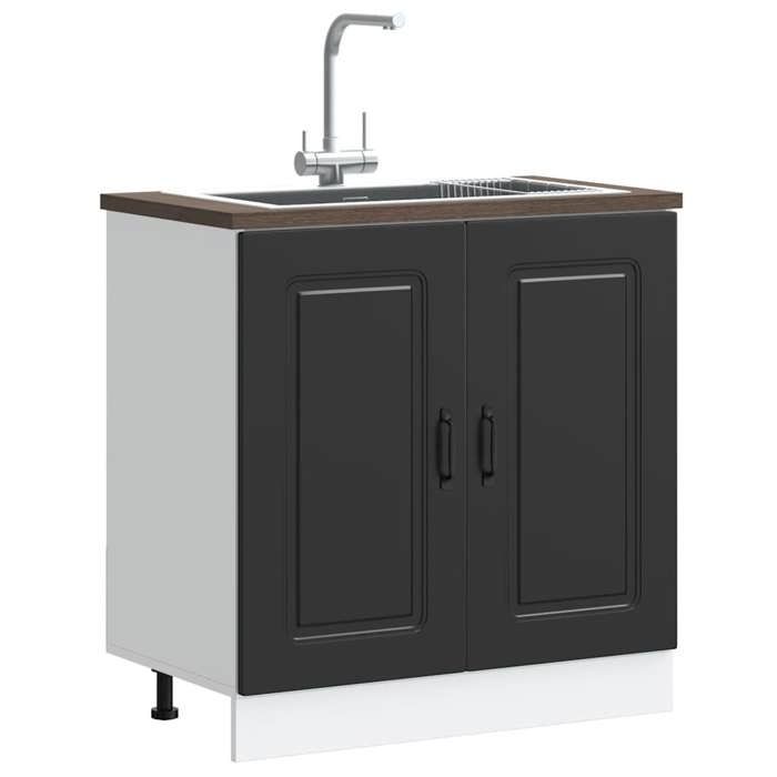 Meuble sous-évier - vidaXL - Kalmar - Noir - Bois dingénierie - 80x46x815 cm