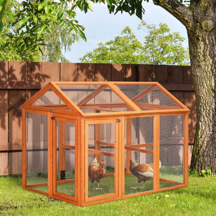 Meilleurs prix pour Enclos poulailler en bois cage à poules parc grillagé 140 x 885 x 106 cm orange