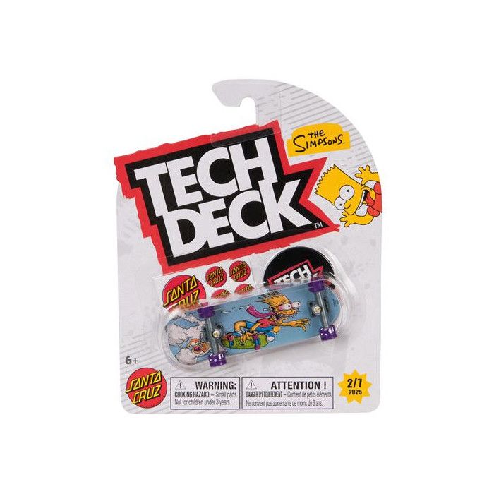 SPINMASTER Tech Deck - Pack 1 Mini skate licence (Simpsons Sonic Tortues Ninja...) + autocollants - Dès 6 ans