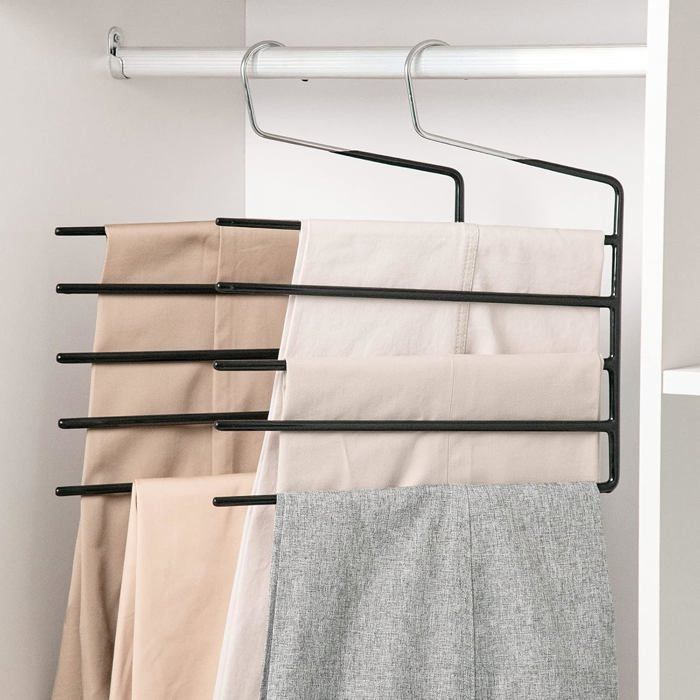 Lot de 3 cintres robustes 5 niveaux – ouverts antidérapants gain espace pour jeans jupes écharpes jardin Label
