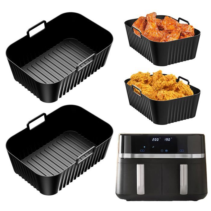 Airfryer Lot de 2 moules en silicone pour friteuse à air chaud Russell Hobbs 2 compartiments 9 l (2 x 4 5 l) Réutilisable Dual