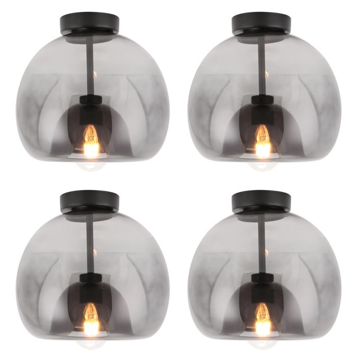 iDEGU 4pcs Plafonnier Vintage E27 Lampe de Plafond Moderne Abat-jour en Verre Lustre Industriel Style Nordique pour Salon Chambre