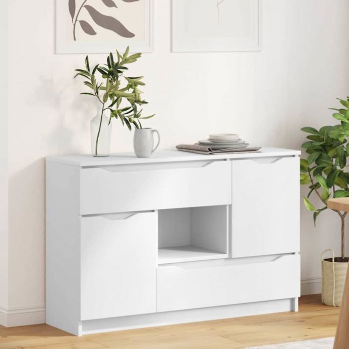 VIDAXL Buffet bas contemporain blanc 100 x 30 x 656 cm avec tiroir et 2 portes