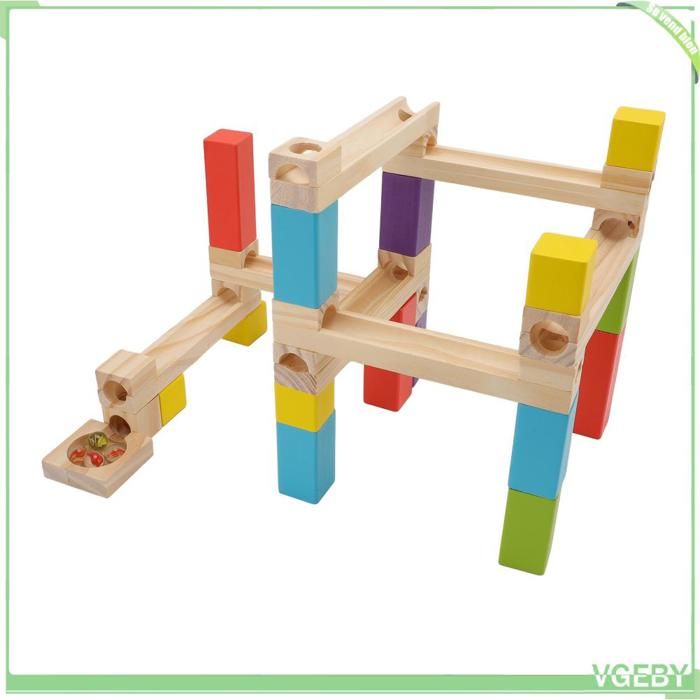 Jouet de Construction - FAFEICY - Piste de Billes en Bois - 36 Pièces - 3 Ans et Plus - Multicolore