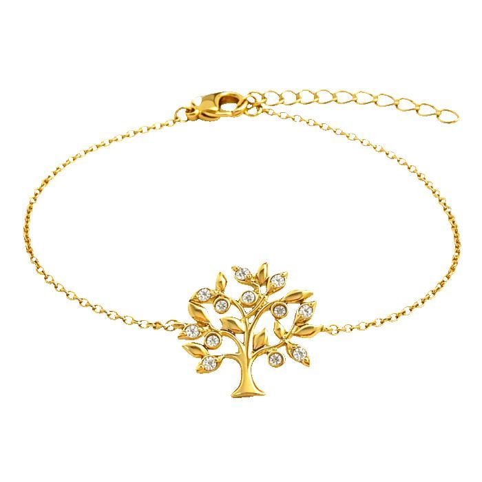 Bracelet Femme Arbre de Vie Plaqué Or 18k et Zirconium Ajustable 16-20cm Bijou Poinçonné Fermoir Mousqueton Éclat Luxe Chic Cadeau Bracelet Femme Arbre de Vie Plaqué Or 18k et Zirconium Ajustable 16-20cm Bijou Poinçonné Fermoir Mousqueton Éclat Luxe Chic Cadeau