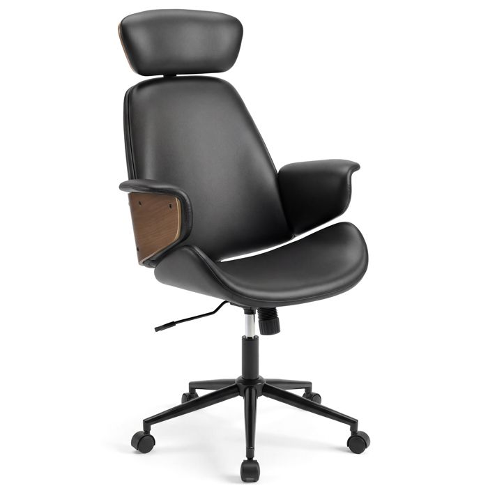 COSTWAY Chaise de Bureau Pivotante Ergonomique à Dossier Haut avec Appuie-tête Fonction Bascule Hauteur Réglable 70x66x115-124cm