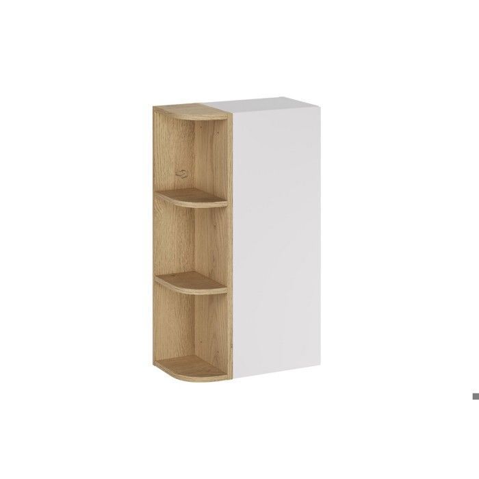 Meuble colonne de salle de bain suspendu ASTER blanc 45 x 80 cm avec extension d’angle ouverte
