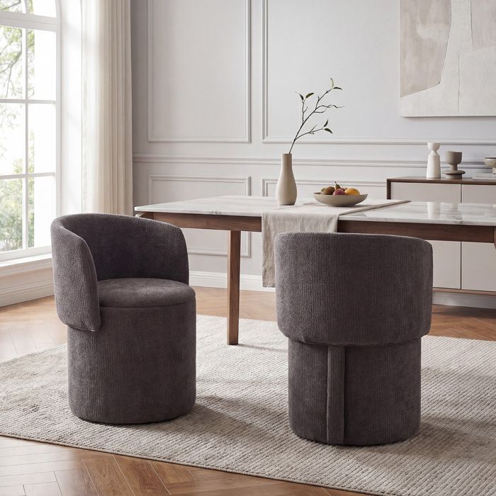 Ya-Home Lot de 2 Chaise de Salle à Manger- Dossier Réglable Siège Rangement Intégré Chaise de Cuisine Salon Chenille Gris foncé