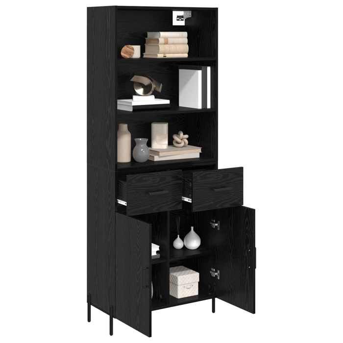 Vaisselier de cuisine - Noir - Haut Armoire - SWEETY - avec rangement - Chêne noir 695x34x180cm - Bois dingénierie LH6734246