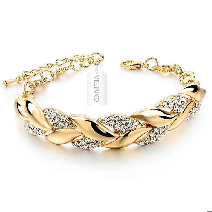 Bracelet - VELINKO - bracelet femme forme de feuille - longueur réglable 17 cm - alliage métallique - bracelet tendance pour femme