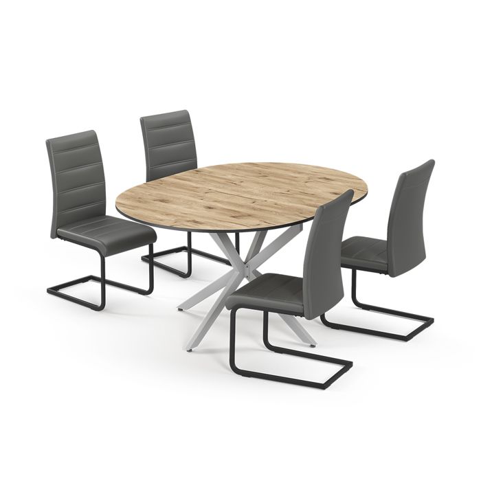 Ensemble de table à manger Loyd 120x120cm avec 4 chaises de salle à manger gris Chêne rustique/Gris Vicco 63007 Ensemble de table à manger Loyd 120x120cm avec 4 chaises de salle à manger gris Chêne rustique/Gris Vicco 63007
