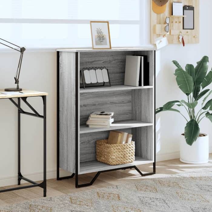 Étagère pour livres - Gris - Bibliothèque moderne - sonoma gris 80x31x106 cm - bois dingénierie B2699