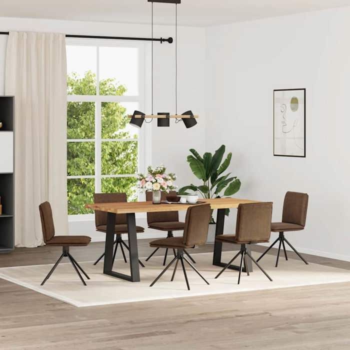 Chaises à Manger Lot de 6 Marron 465 x 53 x 84 cm en similicuir et métal pour Salle à Manger et Cuisine 49373