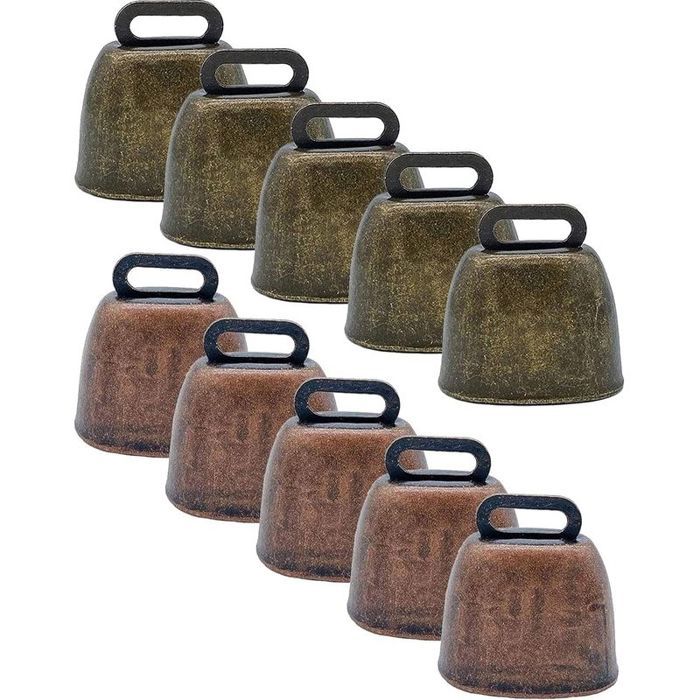 Lot de 10 Cloche en métal Bronze antique Fer robuste Bovin Chèvre