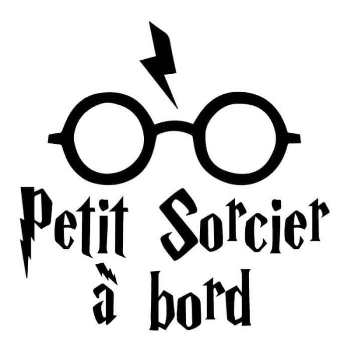 STICKER BEBE A BORD PETIT SORCIER J0118 Noir