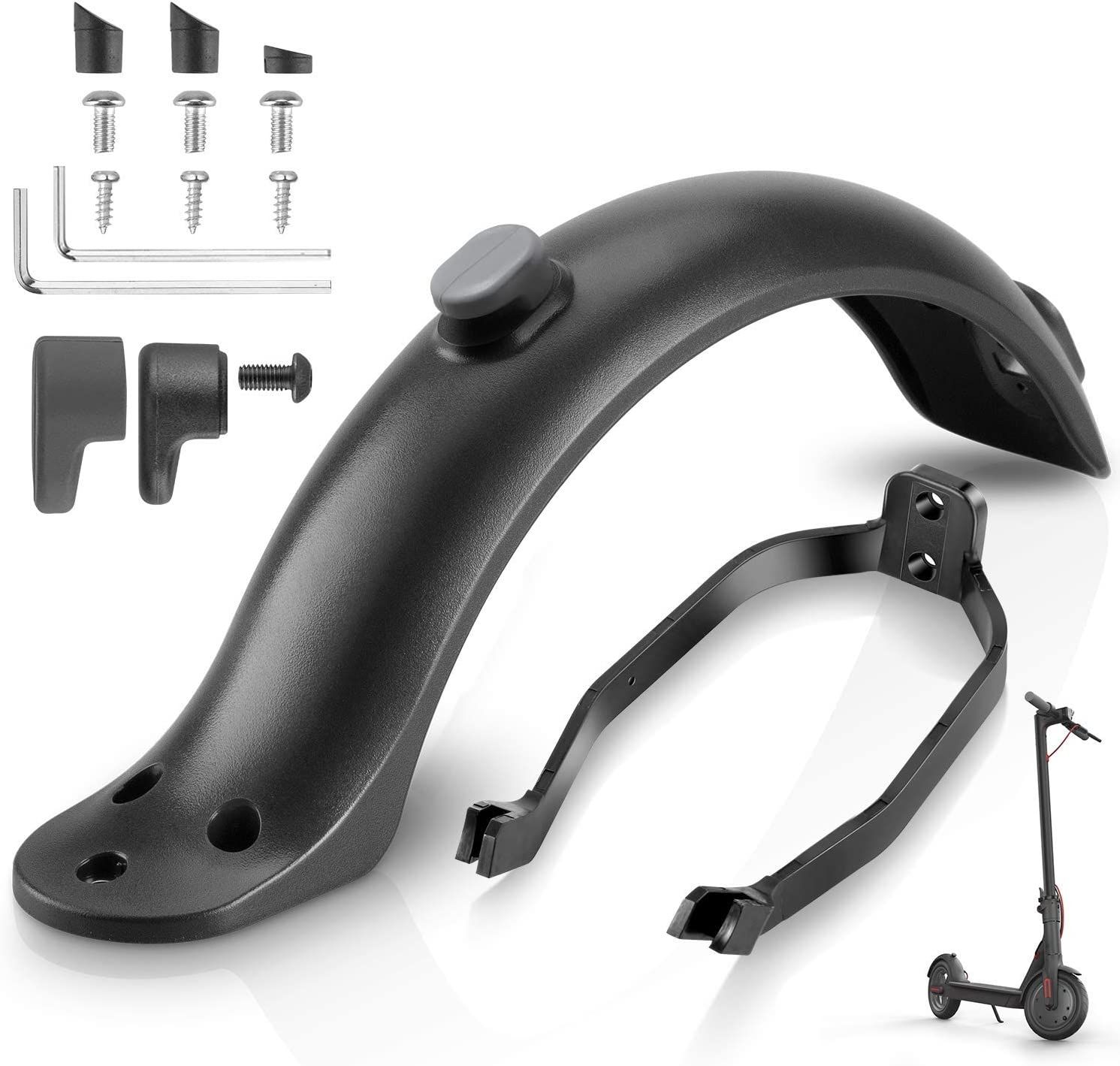 AGPTEK Garde Boue Arrière pour Trottinette Electrique Xiaomi M365/M365 Pro avec 3Pcs Amortisseurs de Vibration en Silicone -Noir