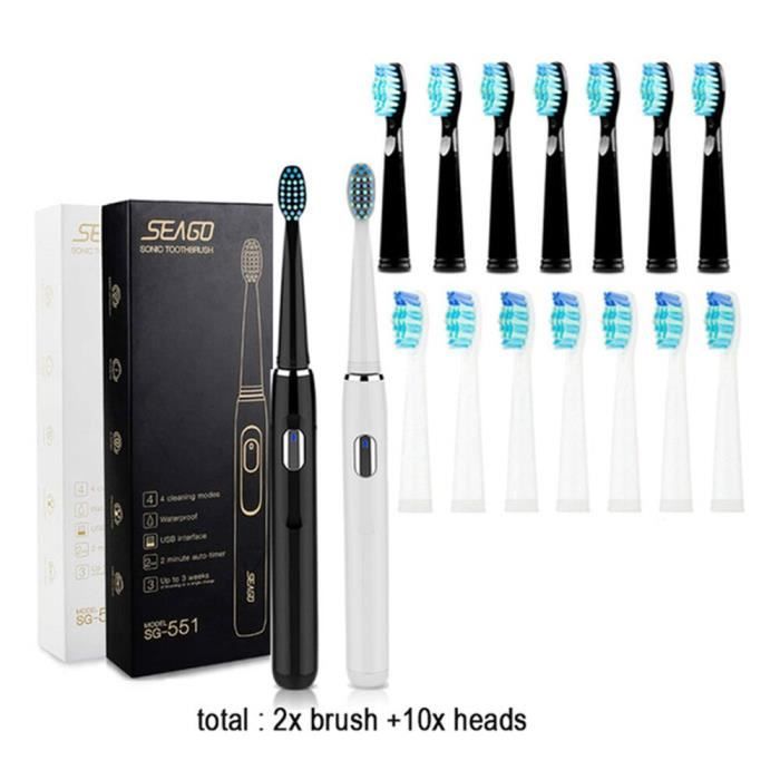 Brosse à Dents électrique Sonique – Pour Adultes, Avec 2 Têtes De Rechange Offertes – Neuf Sous Boîte