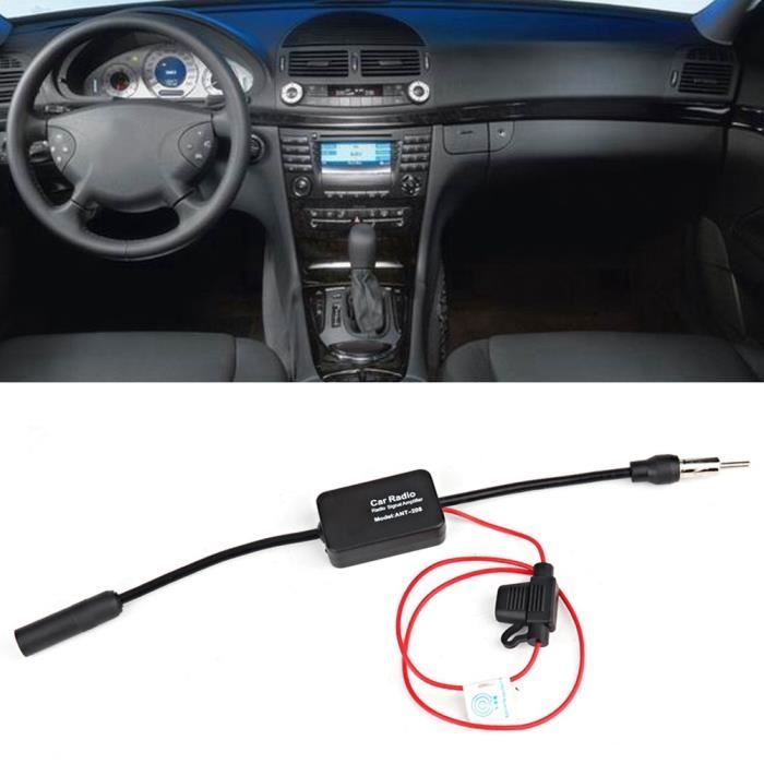Amplificateur de signal FM AM stéréo universel 12 V pour voiture, adaptateur de connecteur DIN pour autoradio, radio, média, récepteur d'unité principale