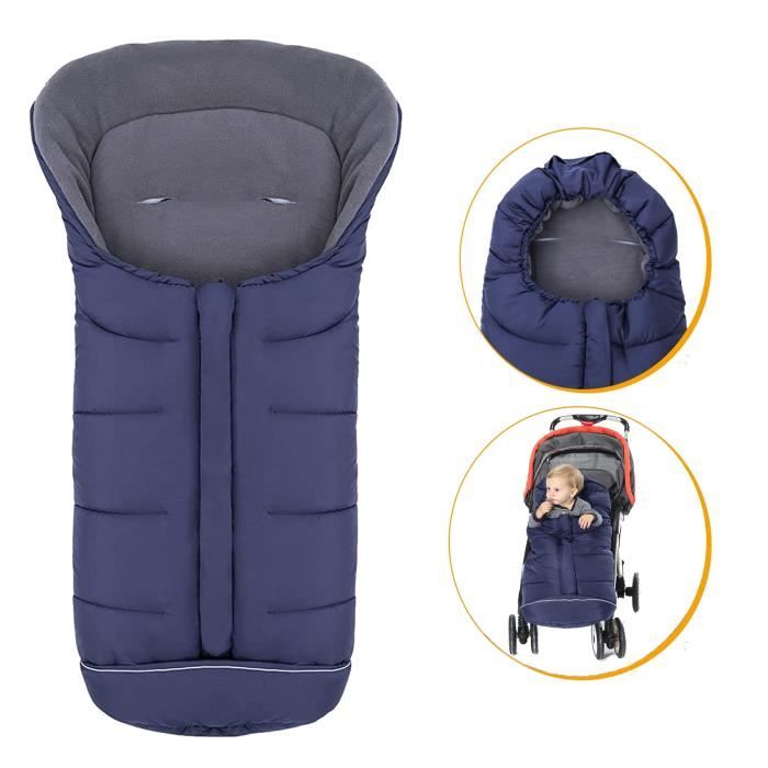Sac de Couchage Bébé pour Landau avec Capuche à Cordon Fermeture Éclair  Imperméable Bleu