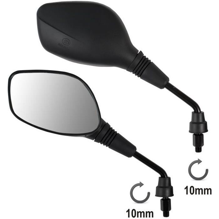 Pair Miroir Retroviseurs M10 Rearview Moto Scooter Noir Atv Quad A-Pro 10 mm