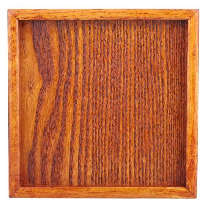 Plateau à Thé Carré En Bois Vintage – 19x19x4 Cm, Esthétique Japonaise, Multifonction (service, Thé, Apéro) – Idéal Bureau/maison