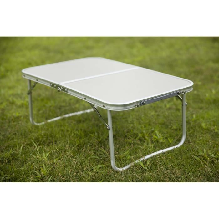 Spetebo Mini Table De Camping Pliable Blanche 56x34cm - Table Basse Portable Aluminium Pour Pique-Nique Et Jardin