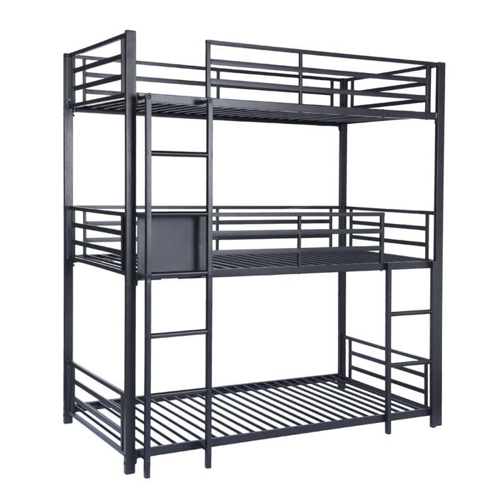 FURNISH1 Lit superposé 3 couchages,structure métal noir,sommier à lattes  avec échelle et barrière de protection,matelas non inclus - Achat / Vente lits  superposés Lit superposé en métal épox Métal - Cdiscount