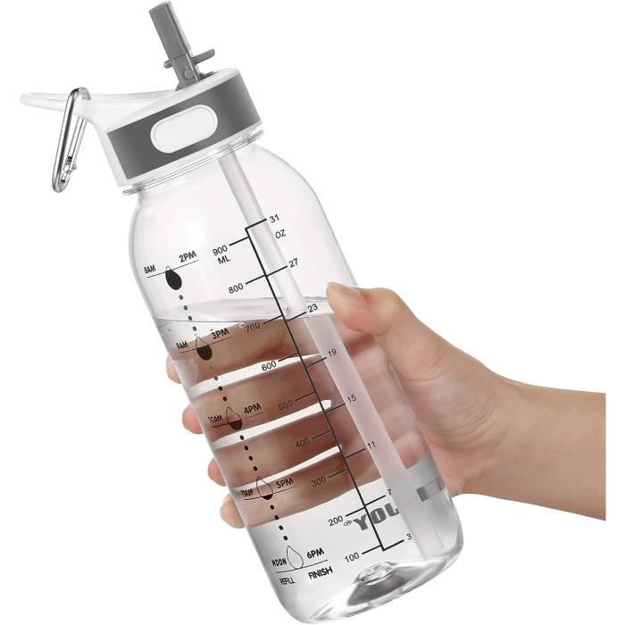 Gourde Sport 800 Ml Avec Paille Et Poignée JIMACRO - Marqueur De Temps Pour Rappel Hydratation, Sans BPA - Pour Bureau, Salle De Sport, Randonnée