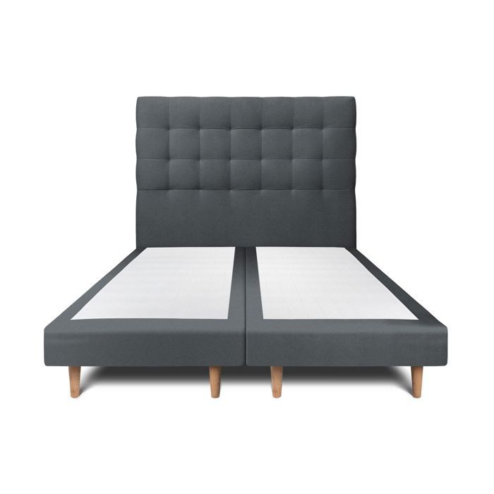 Lit 160x200cm - SOMMEIL DE PLOMB - Tête de lit capitonnée velours - Sommier tapissier - Hauteur totale 29cm