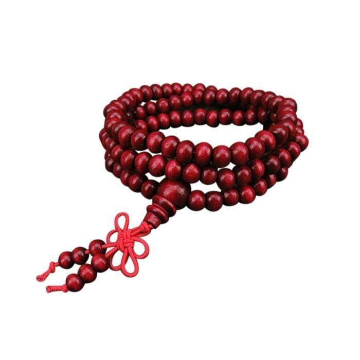 108 HehiFRlark Bois de Santal 6mm 108 Perles de pri/ère bouddhistes Bracelet en Bois Multicouche MalaRed6mm