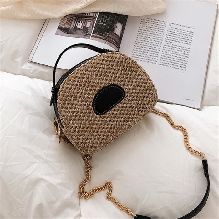 Sac paille noir - Cdiscount