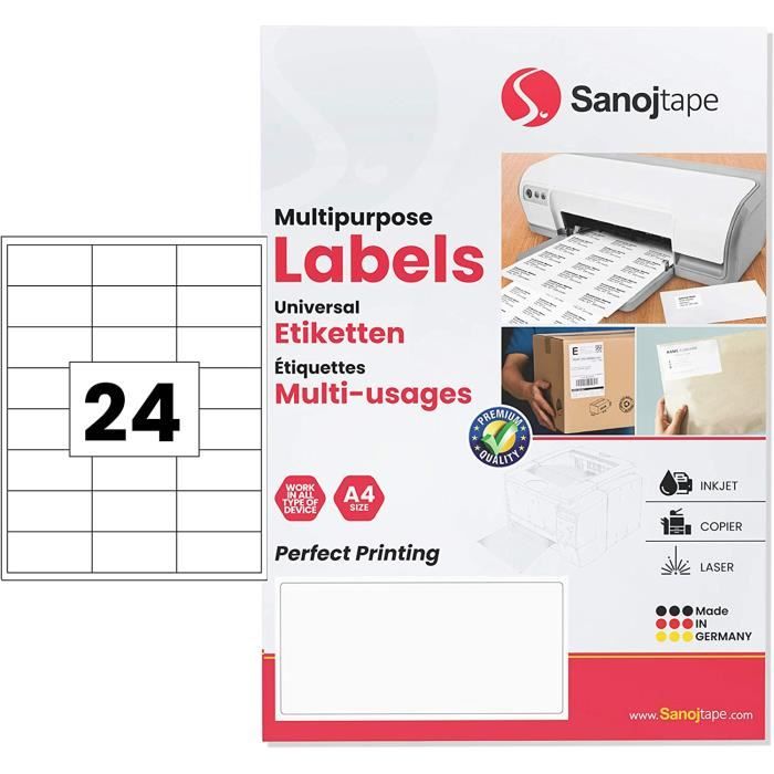 Étiquettes Autocollantes A4 à Imprimer - 600 étiquettes (70x36 Mm), Blanc Mat - Compatible Jet D'encre/laser, écriture Main - Pour Organisation Bureau, Maison - 3