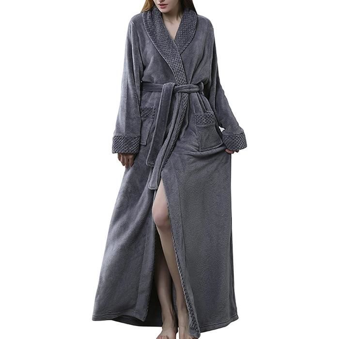 CD SIZE XL Peignoir Femme Polaire Peignoir Femme Hiver Chaud Et Epais Peignoir a Capuche Robe De Chambre Longue Chauds D 7657 Cdiscount Maison