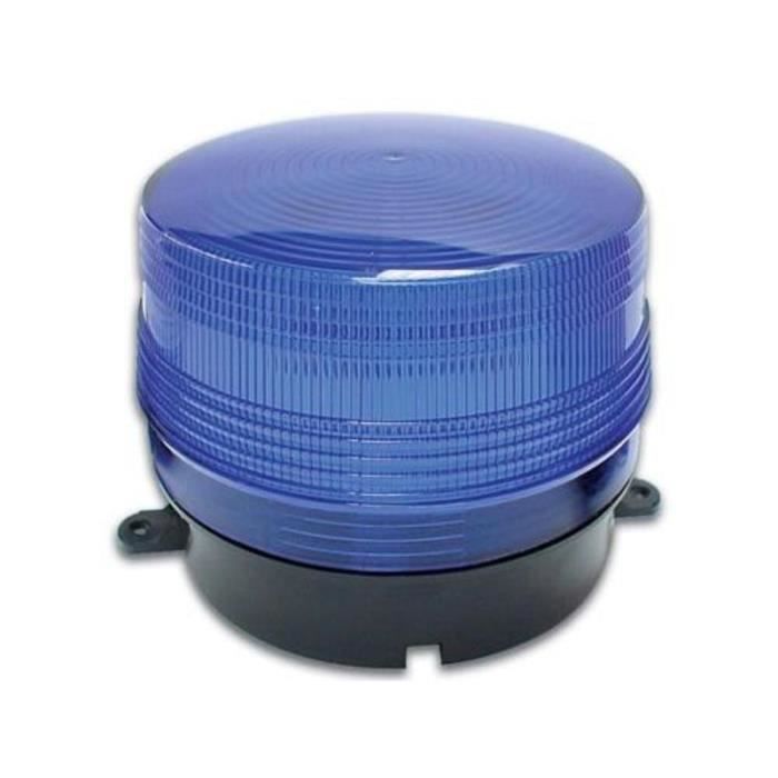 LAMPE GYROPHARE STROBOSCOPE FLASH CLIGNOTEMENT 12V BLEU ETANCHE 10CM