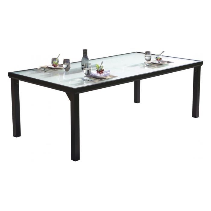 Table De Jardin Aluminium Noir Plateau Verre Trempe L210 Achat Vente Table De Jardin Table De Jardin Aluminium N Cdiscount
