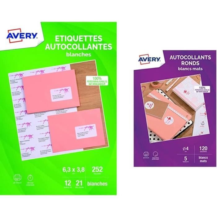 2100 Étiquettes Adresse Autocollantes TopStick - 63,5 X 38,1 Mm - Imprimables Laser/Jet D'Encre