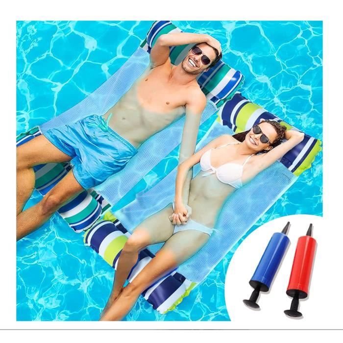 2 Pièces Hamac Gonflable Pour Piscine 4 En 1 - Matelas Filet, Fauteuil Et Hamac Semi-immergé Pour Adultes Et Enfants