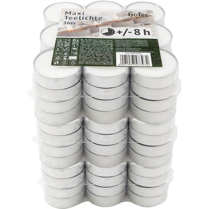 Bougies Pilier Hofer 12 Pièces - 54h Combustion - Ivoire 6x16.5cm - Cire Qualité Autriche