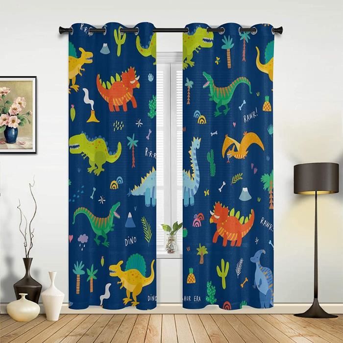 Rideaux Occultants 3D Jungle Verte - Lot De 2 Panneaux 140x240cm, Œillets 4cm | Isolation Thermique & Anti-UV